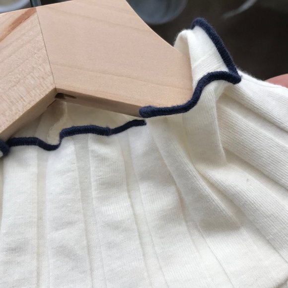 Madewell Ivory Ribbed Lettuce Neck Long Sleeve Top - Picture 3 of 8